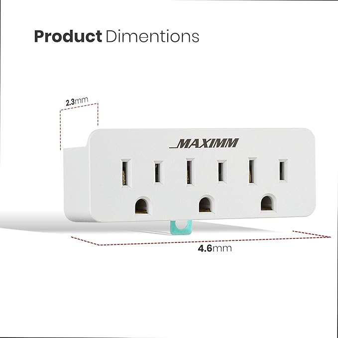 2 Prong to 3 Prong Outlet Adapter Converter (3-Pack) 3 Grounding Plug White, Turn 2-Prong Outlet to 3 Ground Outlets, ETL Listed Fireproof 395°F Resistant