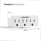 2 Prong to 3 Prong Outlet Adapter Converter (3-Pack) 3 Grounding Plug White, Turn 2-Prong Outlet to 3 Ground Outlets, ETL Listed Fireproof 395°F Resistant