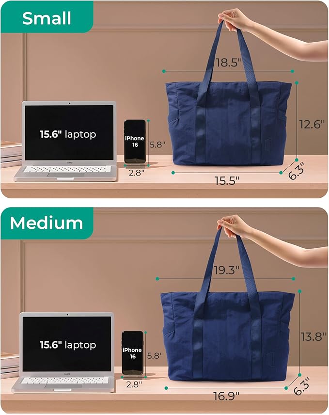 BAGSMART Tote Bag for Women, Tote Bag with Zipper Work Tote with Compartments Nurse Shoulder Hanbag for Travel, Gym