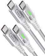 INIU USB C to USB C Cable [6.6ft, White, 2-Pack], 100w USB C to C Fast Charging Cable for iPhone 17 16 15 Pro Max Samsung S25 S24 Ultra Laptops MacBook iPad Air Switch etc.