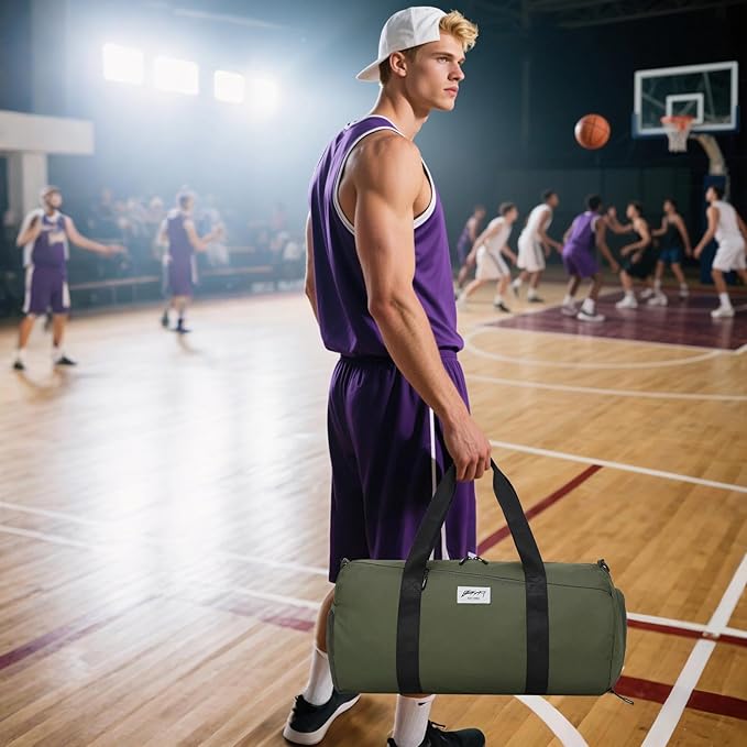 Gym Bags for Men with Side Pocket, 38L Sports Gym Duffle Bag with Wet Pocket&Shoe Compartment, Large Waterproof Sport Duffel Bag for Travel, Sports, Workout(Olive Green)