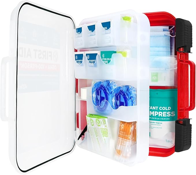 Be Smart Get Prepared 421pc First Aid Kit Exceeds OSHA Guidelines 100 People - Office, Home, Car, School, Emergency, Survival, Camping, Hunting and Sports