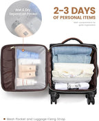 LOVEVOOK Underseat Carry On Luggage With Wheels, 16 Inch Softside Underseat Luggage Spinner, 18x14x8 inches Travel Bag With TSA Lock, Water-Resistant Lightwhight Personal Item for Travel