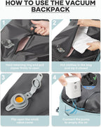 coofay Vacuum Backpack Travel with Pump Vacpack Travel Backpack with Vacuum System Mochila de Viaje Compresion al Vacio Easyvacpack Airbag Backpacks for Traveling Carry on Luggage