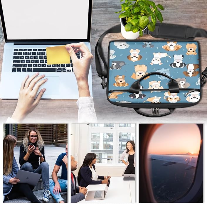 Laptop Shoulder Bag for Women Men, Waterproof Computer Case Messenger Bag Briefcase for Business Office Travel