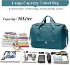 Large Travel Duffle Bag,Carry on Overnight Weekend Bag with Shoes Compartment,Weekender Bags for Women for Travel Business Trips Sport Hospital,Peacock Blue