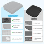 TranquilRelax XLarge Seat Cushion, Memory Foam Cushion for Long Sitting Hours on Office Chair, Home & Car, Non-Slip Chair Pad for Relieving Back & Sciatica & Hip & Coccyx Pain (Light Grey)