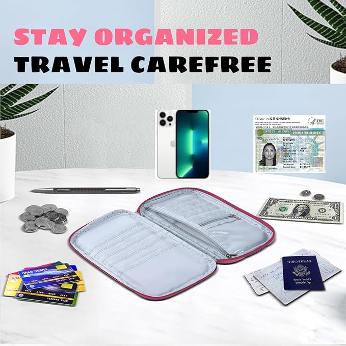 Premium Travel Passport Holder,Family Passport holder Travel Document Organizer,Secure &Stylish Companion For your Family (pink)