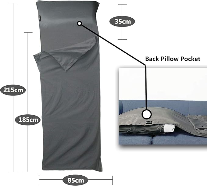 Frelaxy Sleeping Bag Liner, XL Travel Sheet & Camping Sheet for Backpacking, Hotel, Hostels & Traveling, Comfy & Easy Care, Full-Length Zipper/No Zipper, 4 Seasons Warm Cold Weather