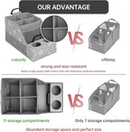 MULISOFT Car Seat Organizer- Backseat Car Organizer with 12 Storages Compartments and 2 Cup Holders, Organizers and Storage, Front Seat for Travel Kids,Gray