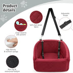 NEEZUKAR Dog Car Seat for Small Medium Dogs,Detachable Washable Dog Booster Seat Under 30lbs, Pet Car Seats Travel Bed with Storage Pockets and Safety Belt(Red)