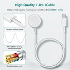 2Pack for Apple Watch Charger Cable, Magnetic Fast Charger to USB C Cable 6FT, Wireless Fast iWatch Charger Portable Compatible with iWatch Ultra/Series 9/8/7/6/SE/SE2/5/4/3/2/1-White