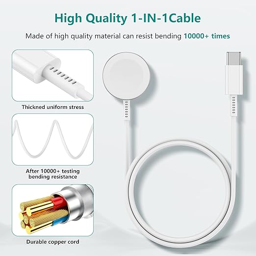 Upgraded Apple Watch Charger, Magnetic Fast Charger, USB C Charger Block Plug Adapter with 3.3FT iWatch Portable Wireless Fast Charging Cable Cord for iWatch Series Ultra/9/8/7/6/SE/SE2/5/4/3