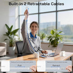5-in-1 Retractable Wall Charger with Dual Cables, 50W Retractable Phone Charger with Dual 3.3FT USB C Cables, 30W Fast Charging Block Wall Plug for iPhone 17 16 15 Pro Max, G-alaxy S26 S25, i Pad