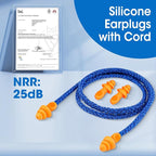 AZEN 110 Pairs Silicone Ear Plugs, Reusable Earplugs for Noise Reduction, 25dB NRR Corded Ear Plug for Sleeping Noise Cancelling, Ear Plug with String Individual Packing