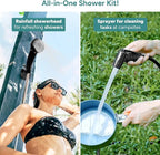 DR.PREPARE Portable Shower for Camping, Camping Shower with 4.5 Gallons Foldable Bucket, USB Rechargeable Battery, 2 Shower Heads, Outdoor Camp Showers for Hiking, Travel, Climbing, Pet Cleaning