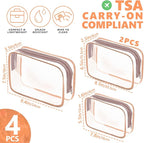 AURUZA Clear Makeup Bag,Portable Travel Toiletry Bags with Zipper, TSA Approved Clear Organizer Bags, PVC Cosmetic Pouch for Airport Airline Compliant