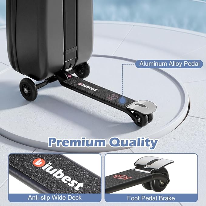 Scooter Luggage for Kids Scooter Suitcase for Ages 4-12, 4 in 1 Kids Luggage Boarding Suitcase Detachable & Foldable Scooter Travel Trolley Ride On Luggage-Black
