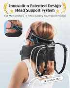 YFONG Travel Pillow for Long Flight Airplanes, Head Strap Combo with 3D Contoured Eye Mask for Sleep, Neck Pillow for Car Trip Essential, 360° Support Memory Foam Headrest, Prevent Head Bobbing, Pink