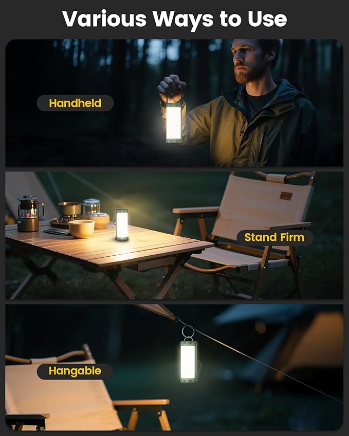 Glocusent 106 LED Camping Lights, Up to 80Hrs, 5000mAh Camping Lantern Rechargeable with 5 Brightness 3 Modes & SOS, IP68 Waterproof, Max 1200LM, Lanterns for Power Outages Hiking Emergency Hurricane