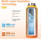 DYSANKY 40 oz Insulated Water Bottle | Thickened Stainless Steel Vacuum Metal | Portable Sports Water Jug for Gym and Hiking with Straw, Carrier Bag, Handle Strap | BPA-Free 40 oz