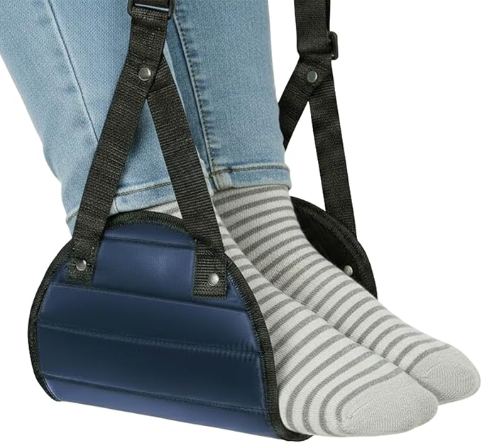 Foot Hammock for Plane Travel, Memory Foam Airplane Foot Hammock, Adjustable Foot Sling for Airplane & Office