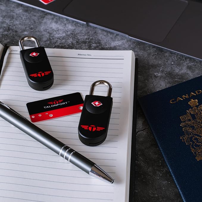 TSA Locks for Luggage – Keyless Luggage Locks TSA Approved, No Combination Needed, Lifetime Card Keys, Durable Metal Suitcase Lock for Travel Essentials & Checked Bags (Black, Four Pack)