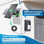Solar Charger for Ring Doorbell, 2-in-1 Doorbell Mount with 6W Waterproof Solar Panel, USB-C Charging Port, Continuous Power Supply, No Battery Disassembly Required