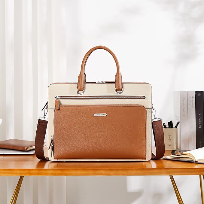 BOSTANTEN Briefcases for Men Messenger Bag Genuine Leather Laptop Bag 15.6 inch Office Work Tote for Buisness Travel
