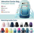 DYSANKY Insulated Water Bottle | Thickened Stainless Steel Vacuum Metal | Portable Sports Half Gallon Large Water Jug for Gym and Hiking with Straw, Carrier Bag, Handle Strap | BPA-Free 64 oz