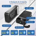 Portable Charger Power Bank 60000mAh Fast Charging 22.5W PD4.0 & QC 4.0 with USB C Battery Pack Charger Portable High Capacity Portable Phone Charger Power Bank for iPhone,Samsung,Travel (Black)