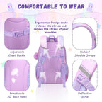 PIG PIG GIRL Kids Backpack for Girls - School Bags for Middle School Students - Book Bag for Elementary Primary - Kawaii Ita Backpack - Purple