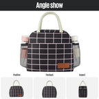 douyadady Lunch Bag Women/Men Lunch Box Women/Men (Black+Pink Blocks)