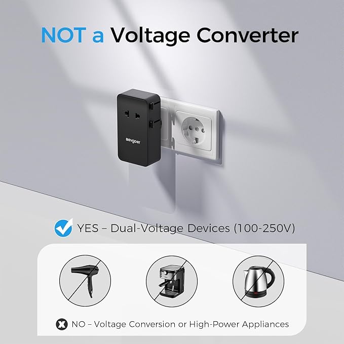 Universal Travel Adapter with 3-in-1 Charging Cable, International Power Adapter with 1 AC Outlet, 1 USB-A & 2 USB-C Ports, Works in 150+ Countries (US/EU/UK/AU), Not a Voltage Converter