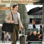 RAINSMORE Vintage Flap Messenger Bag for Men PU Leather Laptop Bag 15.6 Inch Mens Briefcase Waterproof Satchel Computer Bag