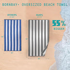 Bornbay Large Beach Towel Oversized - 40"X70" Big Mens Beach Towesl, Extra Large Thick Gray Beach Towels, XL Wide Fluffy Swimming Towel Oversize, Giant Stripe Cotton Pool Towel for Adults