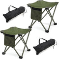 Cididu 2 Pack Camping Stool, Compact Camping Chair Portable, 13 Inch Lightweight Folding Stool Seat with Side Pocket and Carry Bag for Outdoor Hiking Fishing Picnic Beach and Lawn Party, Green