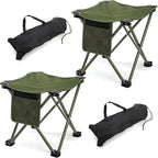 Cididu 2 Pack Camping Stool, Compact Camping Chair Portable, 13 Inch Lightweight Folding Stool Seat with Side Pocket and Carry Bag for Outdoor Hiking Fishing Picnic Beach and Lawn Party, Green