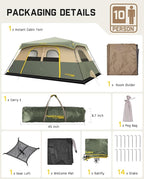FanttikOutdoor Camping Tent 4/6/8/10 Person Instant Cabin Tent Setup in 60 Seconds with Rainfly & Windproof Portable with Carry Bag for Family Camping & Hiking, Upgraded Ventilation, Navy Blue