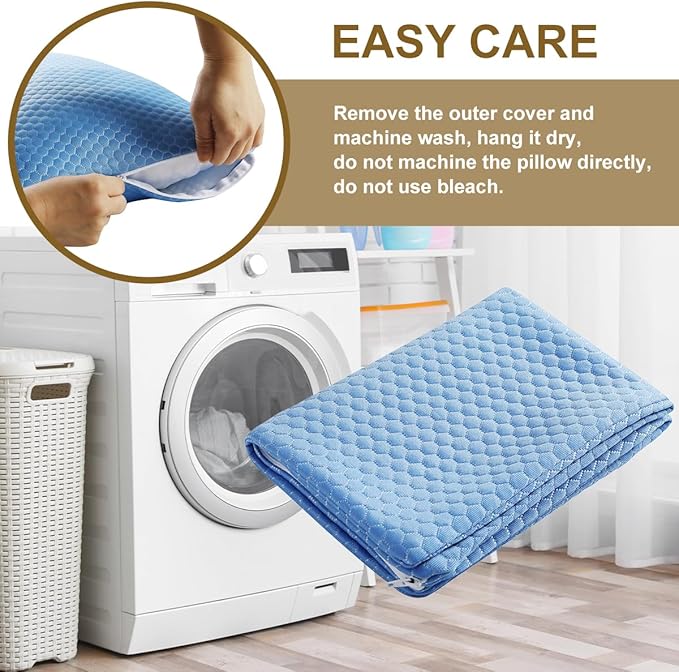 Ivellow Travel Pillow Camping Pillow for Sleeping Cooling Shredded Memory Foam Pillow Compressible Compact Medium Firm,Breathable,Ideal for Adults Kids Outdoor Backpacking Hiking Essential Gear Blue M