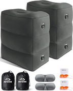 Inflatable Foot Rest Pillow, Kids Airplane Bed, Adjustable 3 Layers Height Leg Rest Pillow, Airplane Travel Essentials Great for Airplane, Office, Home, Trains, Cars