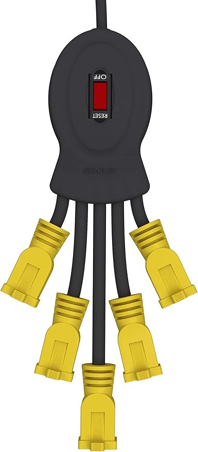 STANLEY 31500 Power Squid 5-Outlet Flezible Arm Multiplier with ON/OFF Switch, 3F Cord