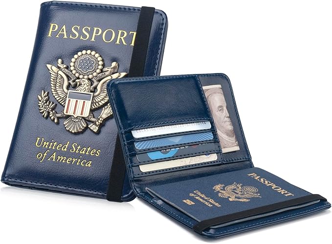 Coowayze Passport Holder for Men Women RFID Blocking US Passport Cover Case, Waterproof Leather Passport Book Protector with Vaccine Card Slot Travel Document Organizer