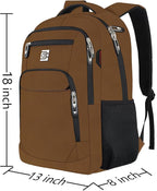 Volher Laptop Backpack,Business Travel Anti Theft Slim Durable Laptops Backpack,Water Resistant College Computer Bag for Women & Men Fits 15.6 Inch Laptop and Notebook-Brown