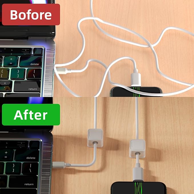 16 Pack Magnetic Cord Organizer Holder,Strong Adhesive Desk Cable Management Easy Open,Organize Phone Charging Cords Wire Holder Organizer Neatly for Home,Office,Car,Desk,Nightstand-White