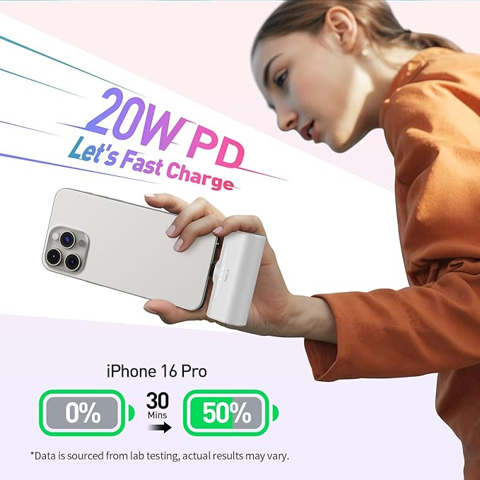 iWALK 4500mAh Portable Charger & 10000mAh Power Bank with Built-in Plug & Cable, Compatible with iPhone 15/16/16 Plus/16 Pro/16 Pro Max, Samsung Galaxy S25/S24/S23 Android