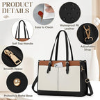 Laptop Bag for Women with Insulated Lunch Compartment 15.6 Inch Pu Leather Work Tote Computer Briefcase Bag for Office
