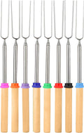 BEARCLAW Smores Sticks for Fire Pit - Accessories for Campfire Marshmallow Roasting Sticks Smores Kit Outdoor-Smore Skewers Hot Dog Fork For Outside, Camping Essentials Bonfire Gear Long 32" 8 Pack