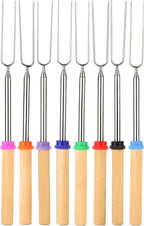 BEARCLAW Smores Sticks for Fire Pit - Accessories for Campfire Marshmallow Roasting Sticks Smores Kit Outdoor-Smore Skewers Hot Dog Fork For Outside, Camping Essentials Bonfire Gear Long 32" 8 Pack
