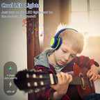 Voopwink Kids Headphones Wired with Microphone, USB Type C Headphones for Kids Girls Boys with Cord/LED Lights/85/94dB Volume Limit, Portable Over Ear Headphones for School/Travel/Tablet/iPad